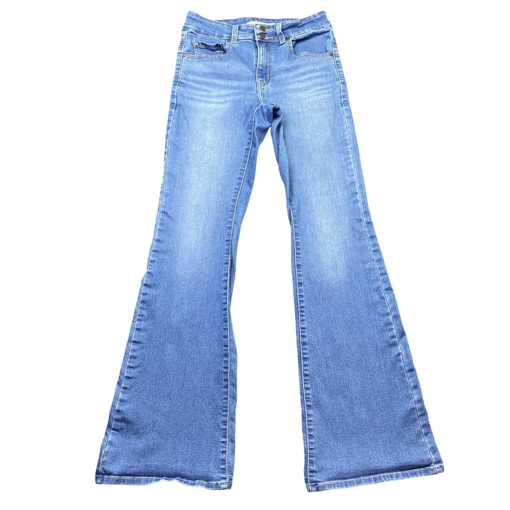 Levis 726 Flare Jeans Womens 26 Blue High Rise Stretch Denim Grunge Western